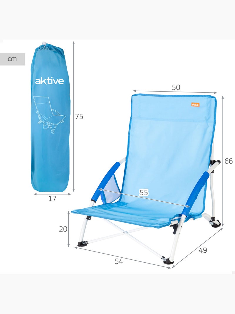 Lot de 2 chaises de plage basses fixes 50x49x66 cm Bleu - Kiabi