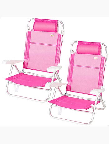 Lot de 2 chaises de plage basses multipositions 47x49x82 cm