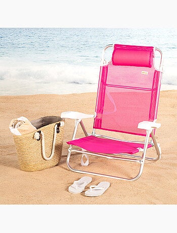 Lot de 2 chaises de plage basses multipositions 47x49x82 cm