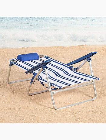 Lot de 2 chaises de plage basses multipositions 48x45x83 cm