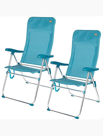Lot de 2 chaises de plage hautes multipositions 46x67x110 cm