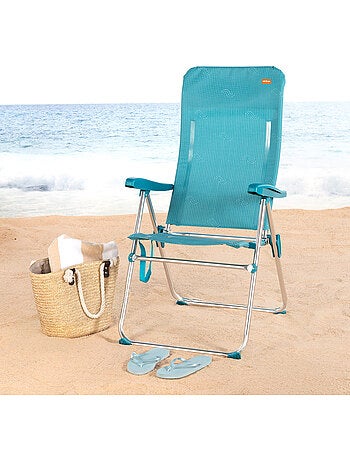 Lot de 2 chaises de plage hautes multipositions 46x67x110 cm