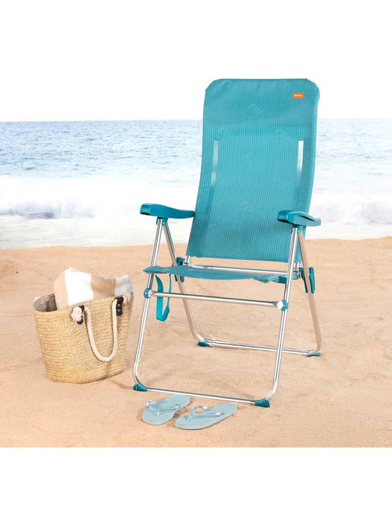 Lot de 2 chaises de plage hautes multipositions 46x67x110 cm Turquoise - Kiabi