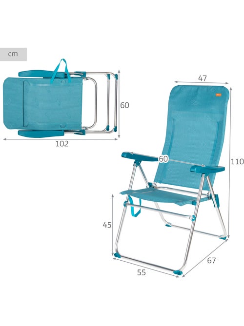 Lot de 2 chaises de plage hautes multipositions 46x67x110 cm - Kiabi