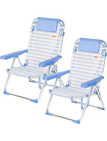 Lot de 2 chaises de plage hautes multipositions 48x60x90 cm