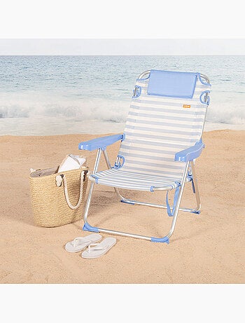 Lot de 2 chaises de plage hautes multipositions 48x60x90 cm