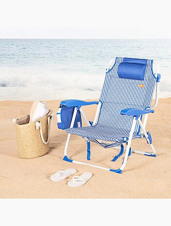Lot de 2 chaises de plage multipositions moyennes 48x58x76 cm