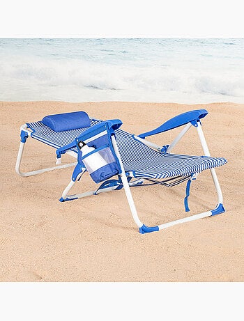 Lot de 2 chaises de plage multipositions moyennes 48x58x76 cm