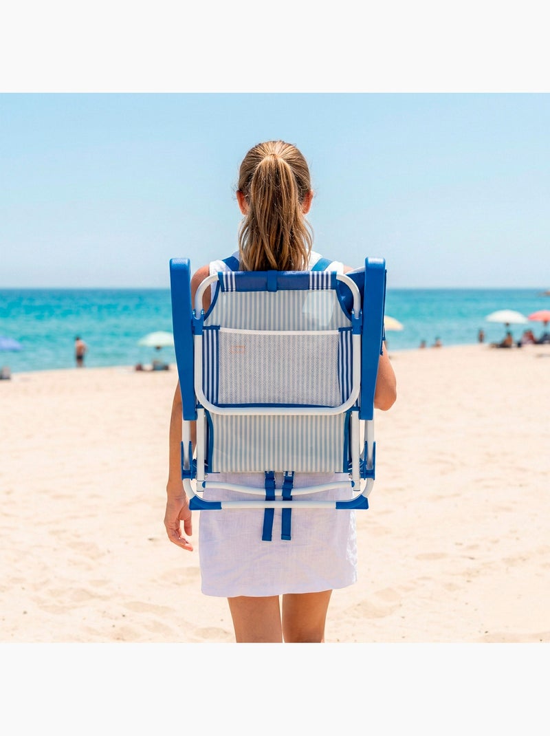 Lot de 2 chaises de plage multipositions moyennes 48x58x76 cm Bleu Blanc - Kiabi