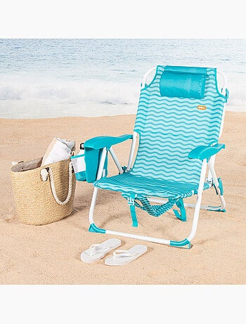 Lot de 2 chaises de plage multipositions moyennes 48x58x76 cm