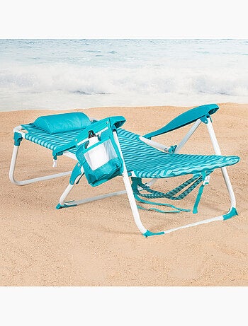 Lot de 2 chaises de plage multipositions moyennes 48x58x76 cm