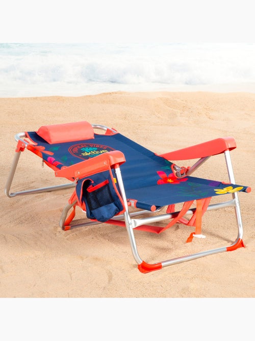 Lot de 2 chaises de plage multipositions moyennes (50x54x80 cm) à motifs floraux avec poches - Kiabi