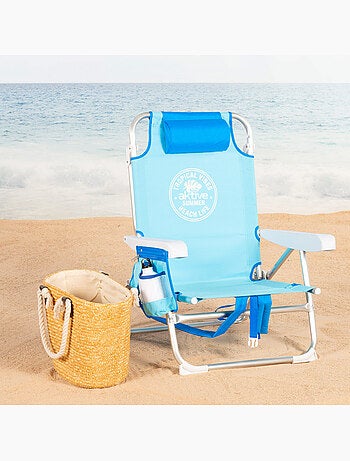 Lot de 2 chaises de plage multipositions moyennes 50x54x80 cm avec poches
