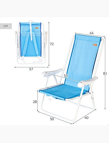 Lot de 2 chaises de plage semi-fixes 44x40x81 cm