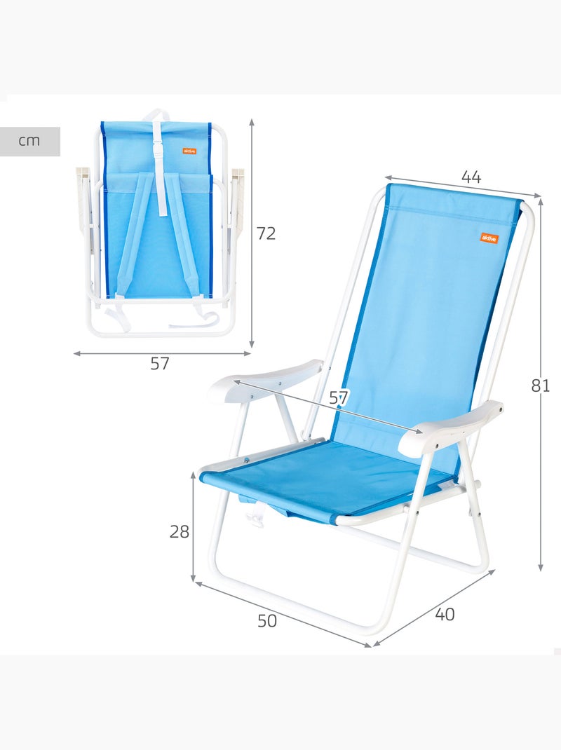 Lot de 2 chaises de plage semi-fixes 44x40x81 cm Bleu - Kiabi