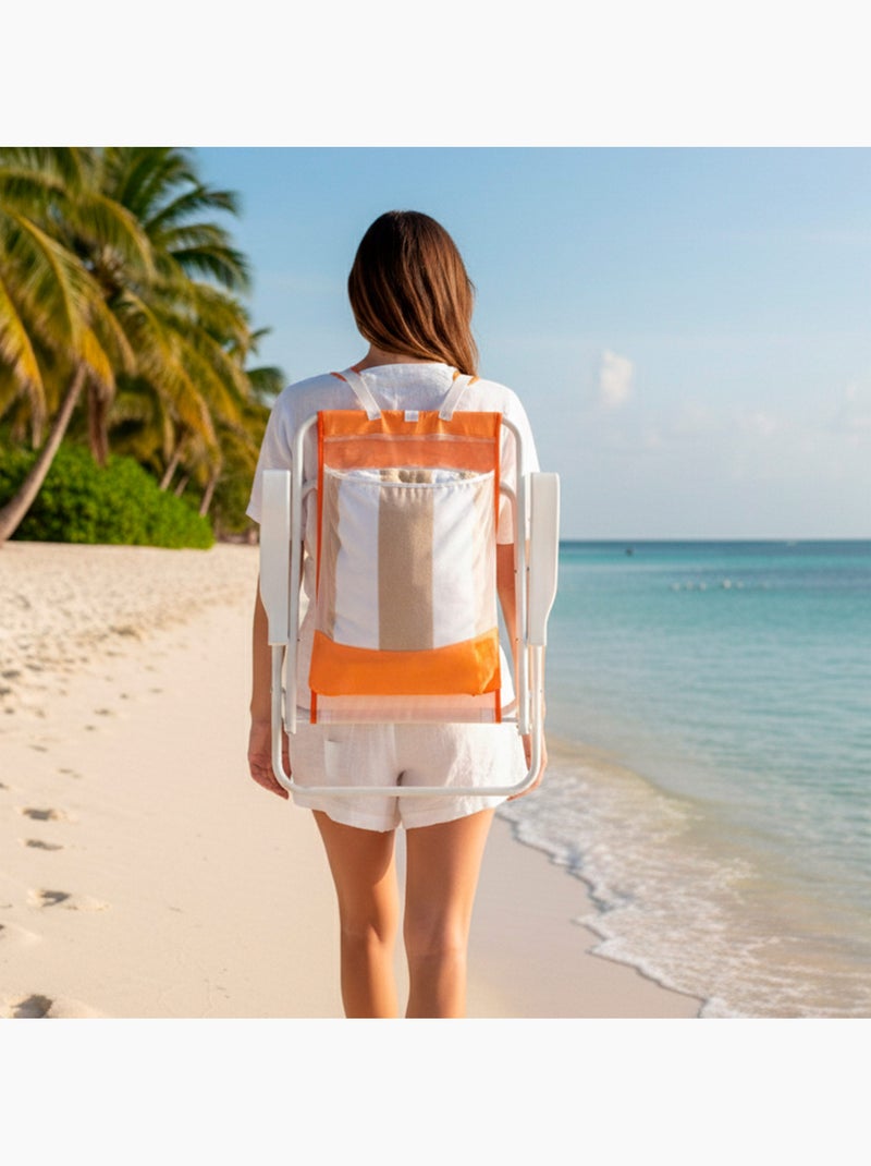 Lot de 2 chaises de plage semi-fixes 44x40x81 cm Orange - Kiabi