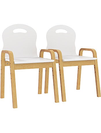 Lot de 2 chaises enfant style nordique en bois hauteur réglable empilables