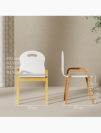 Lot de 2 chaises enfant style nordique en bois hauteur réglable empilables