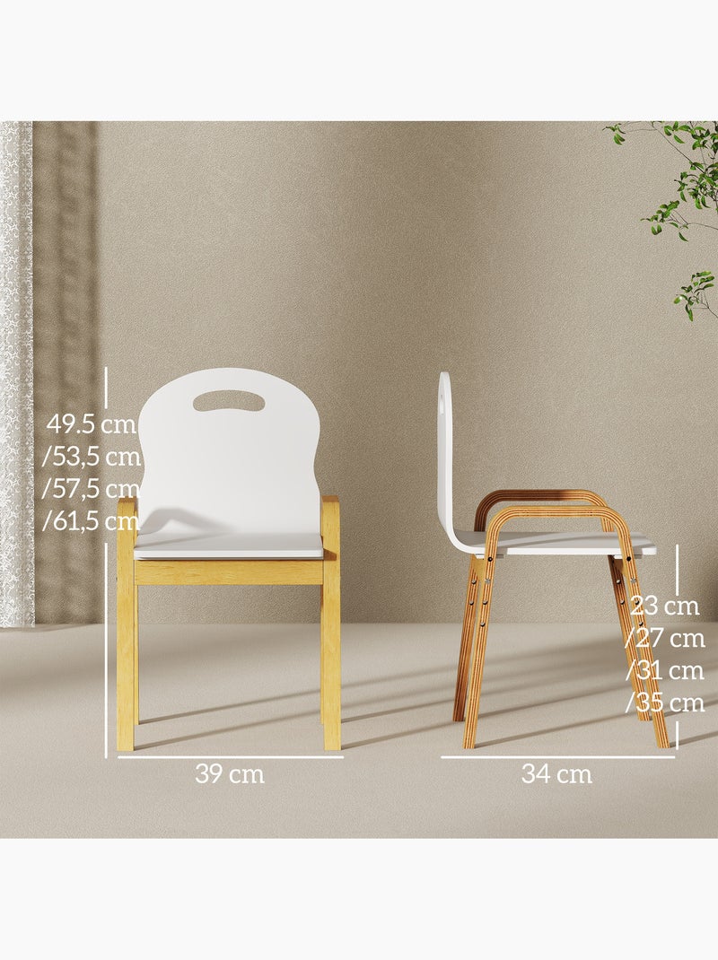 Lot de 2 chaises enfant style nordique en bois hauteur réglable empilables Blanc Blanc - Kiabi