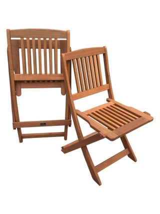 Lot de 2 chaises jardin pliante en bois exotique "Hongkong" - Maple - Marron clair