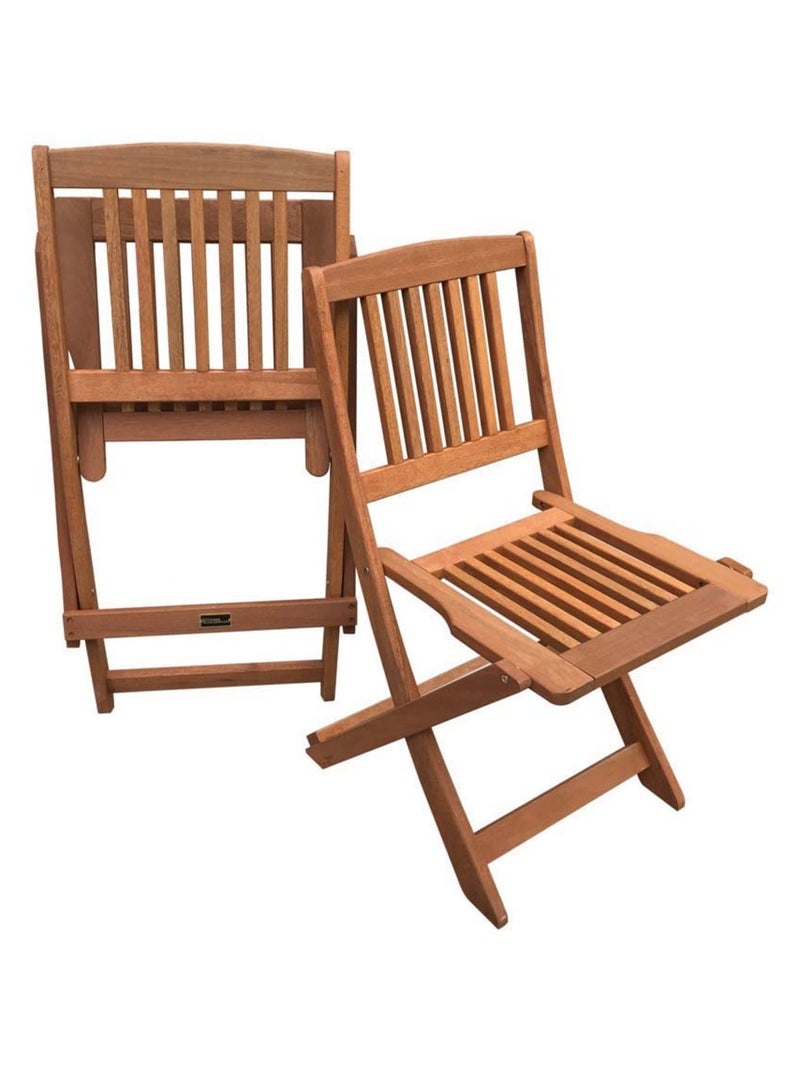 Lot de 2 chaises jardin pliante en bois exotique "Hongkong" - Maple - Marron clair Marron clair - Kiabi