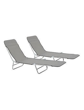 Lot de 2 chaises longues pliables