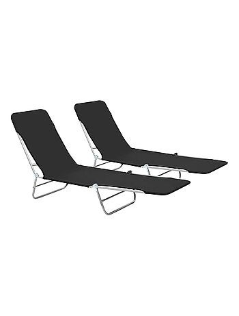 Lot de 2 chaises longues pliables