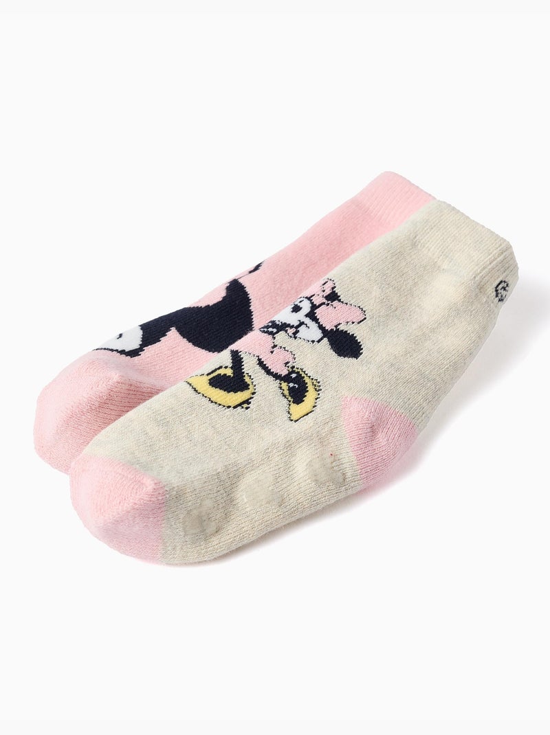 Lot de 2 chaussettes antidérapantes avec imprimés Minnie Gris Rose - Kiabi