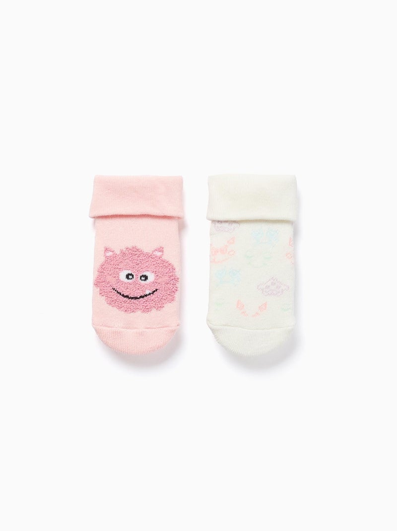 Lot de 2 Chaussettes Antidérapantes Blanc Rose - Kiabi