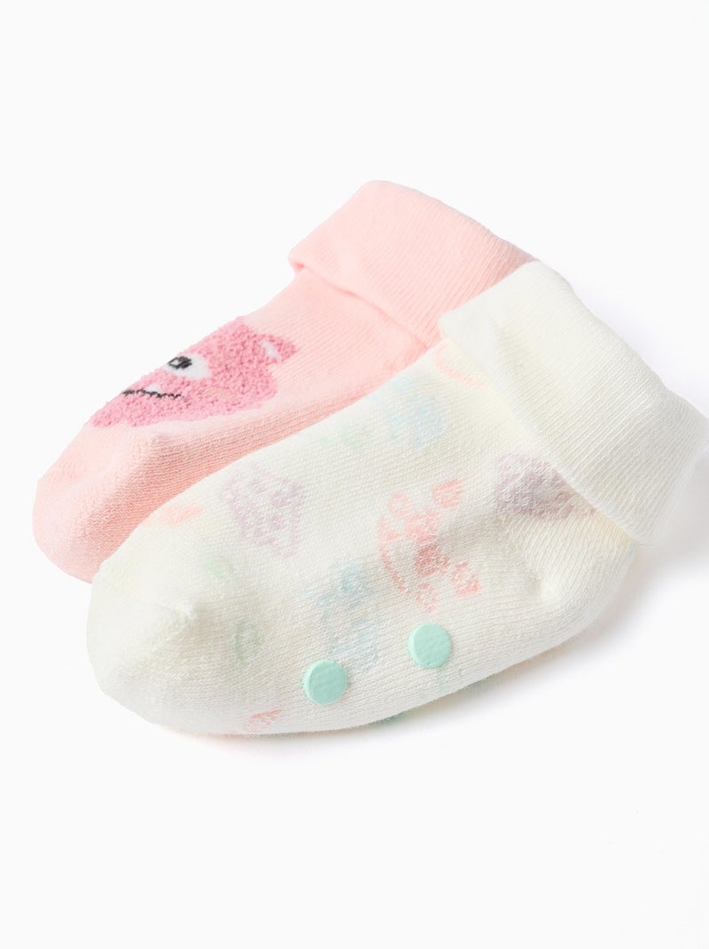 Lot de 2 Chaussettes Antidérapantes Blanc Rose - Kiabi