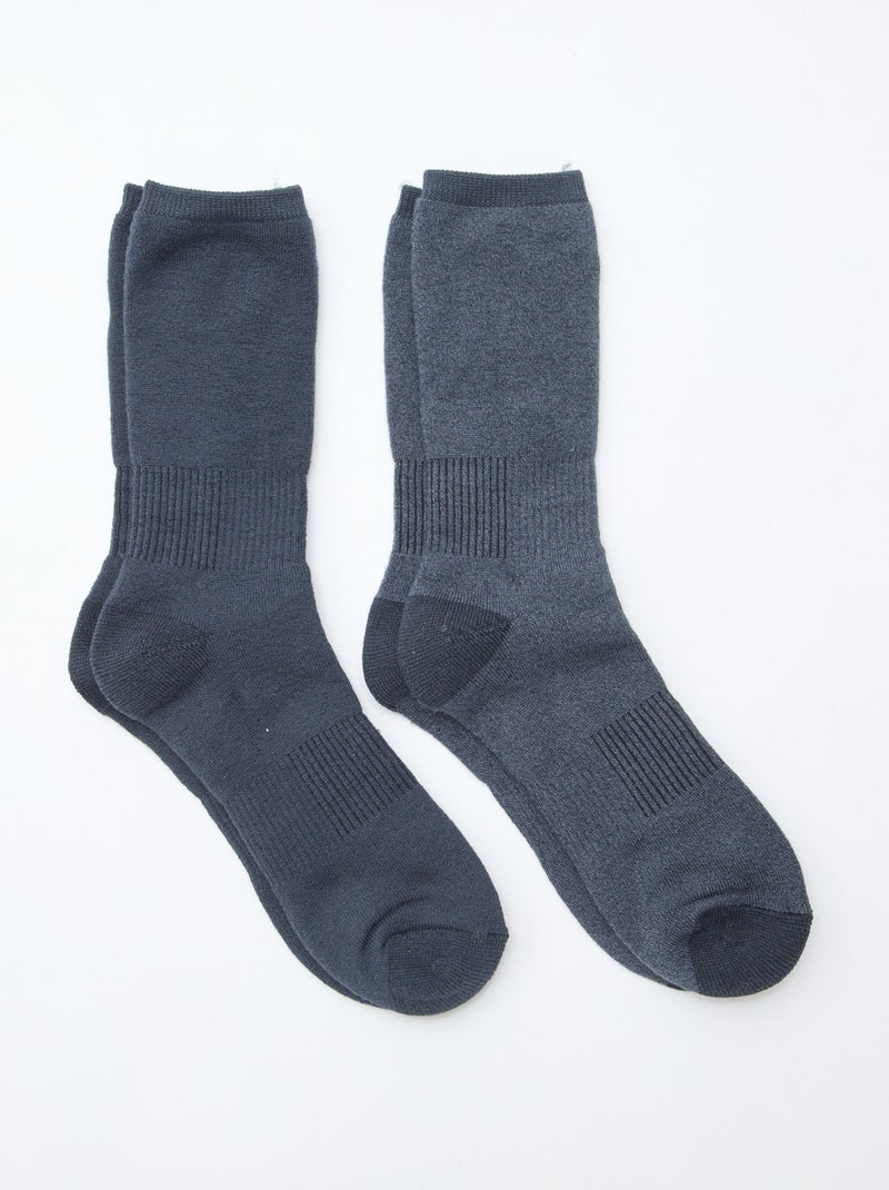 Lot de 2 chaussettes chaudes thermiques Bleu - Kiabi