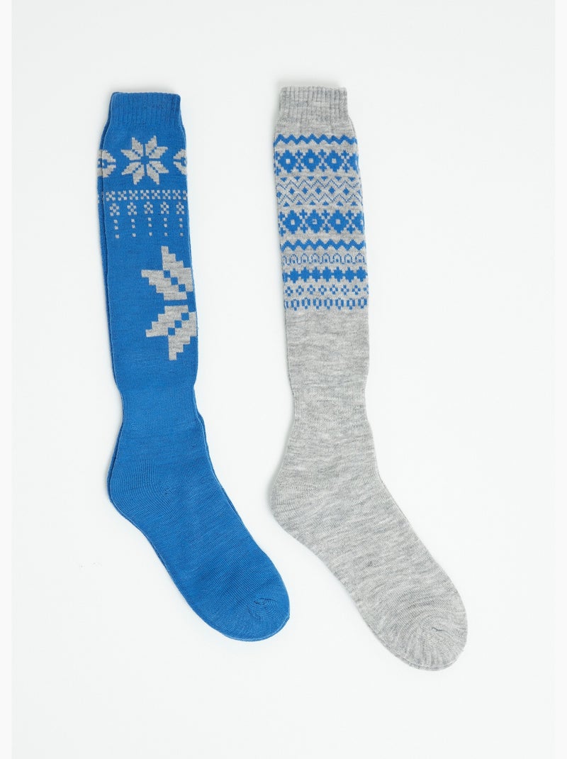 Lot de 2 Chaussettes de ski chaudes Bleu - Kiabi