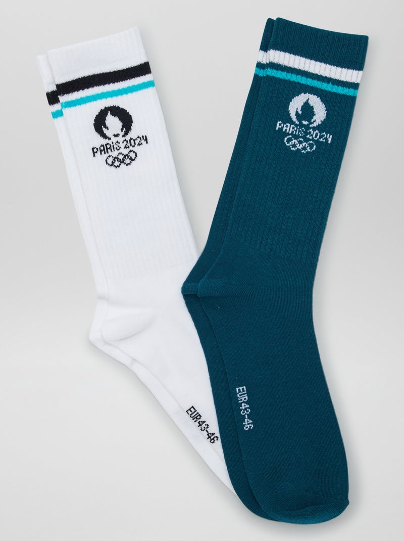 Lot de 2 chaussettes de sport - 'Paris 2024' Vert/blanc - Kiabi