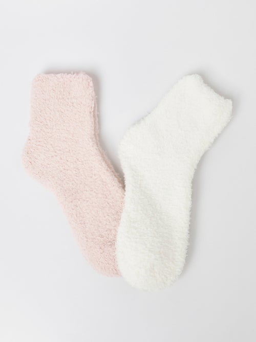 Lot de 2 Chaussettes douces, maille peluche - Kiabi