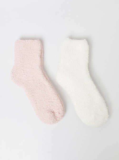 Lot de 2 Chaussettes douces, maille peluche - Kiabi
