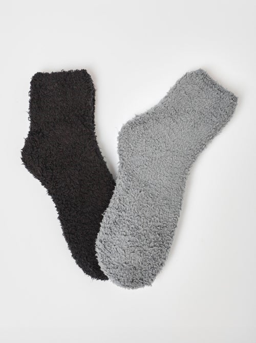 Lot de 2 Chaussettes douces, maille peluche - Kiabi