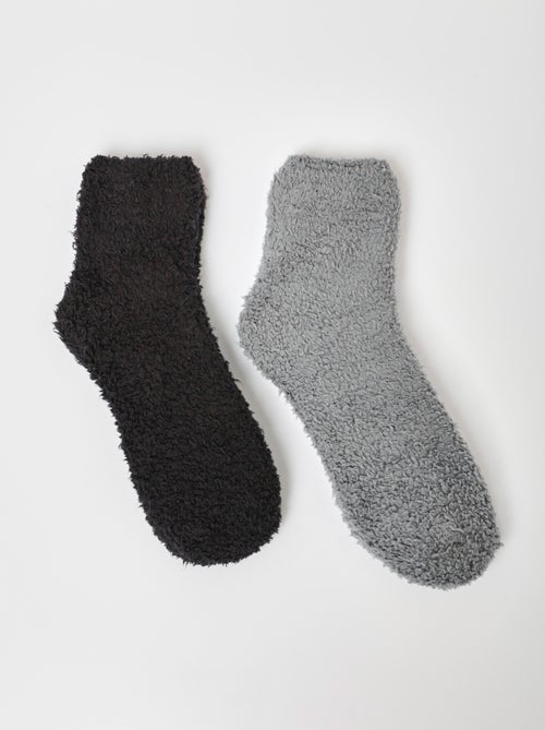 Lot de 2 Chaussettes douces, maille peluche - Kiabi