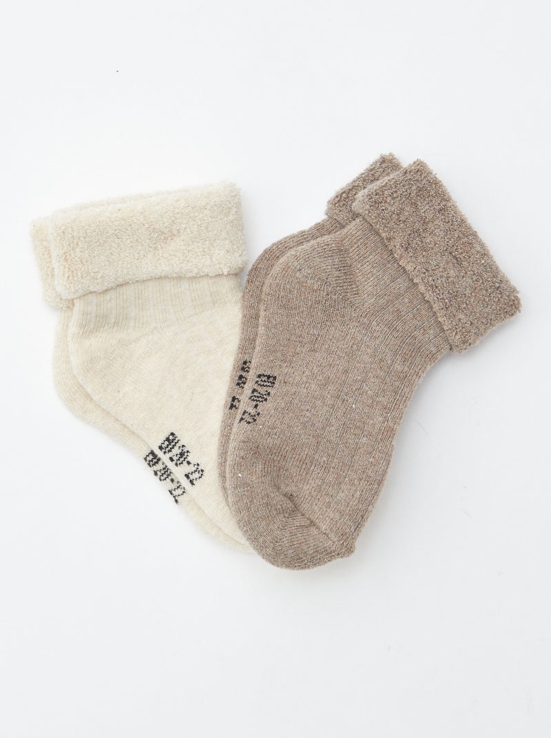 Lot de 2 chaussettes en bouclette Marron - Kiabi