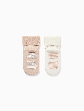 Lot de 2 chaussettes en éponge antidérapantes à rayures