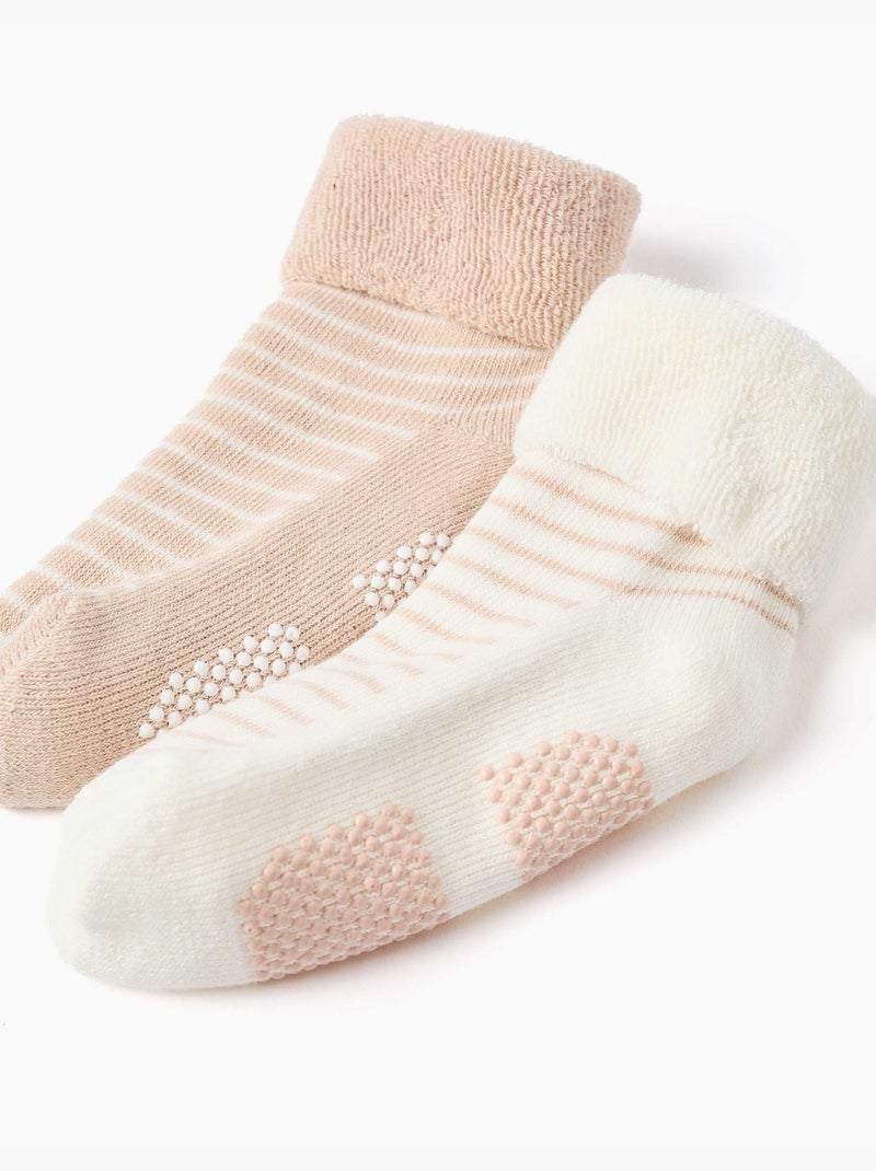Lot de 2 chaussettes en éponge antidérapantes à rayures Multicolore - Kiabi
