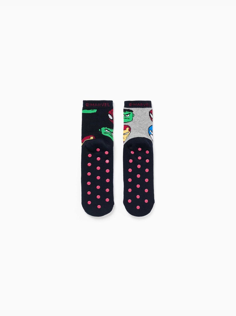Lot de 2 chaussettes en éponge antidérapantes avec marvel heroes Gris - Kiabi