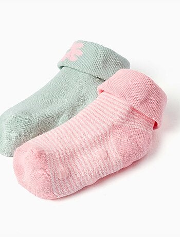 Lot de 2 chaussettes en éponge antidérapantes