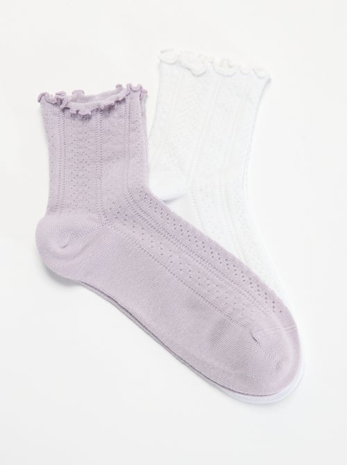 Lot de 2 chaussettes en maille pointelle avec bords ondulés - Kiabi Lot de 2 chaussettes en maille pointelle avec bords ondulés - Kiabi