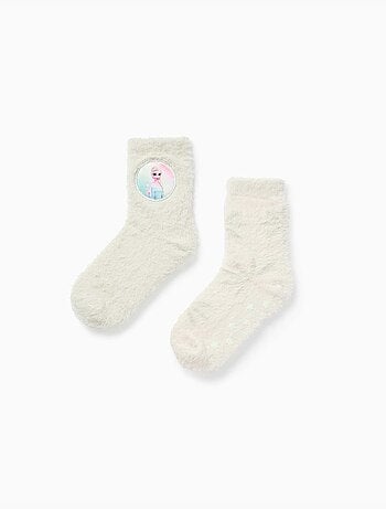 Lot de 2 chaussettes en peluche douce antidérapantes Elsa