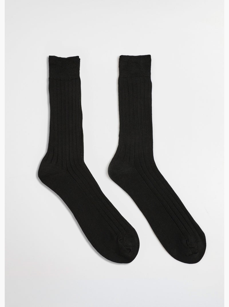 Lot de 2 Chaussettes fil d'Écosse pur coton - AFIBEL Noir - Kiabi