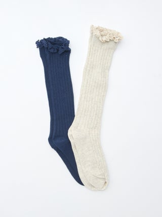 Lot de 2 chaussettes hautes en dentelle