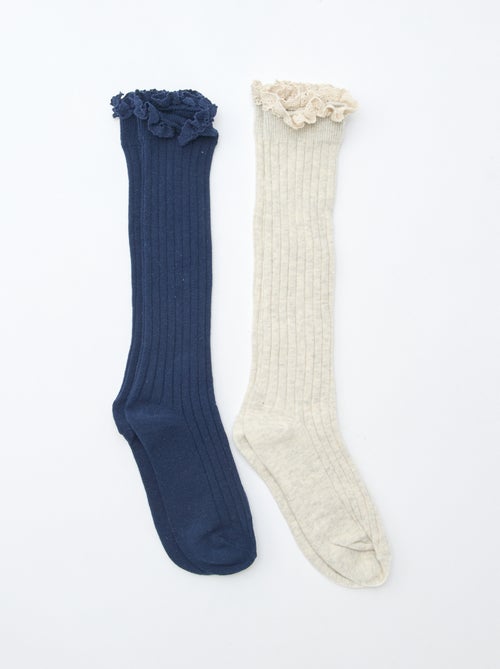 Lot de 2 chaussettes hautes en dentelle - Kiabi