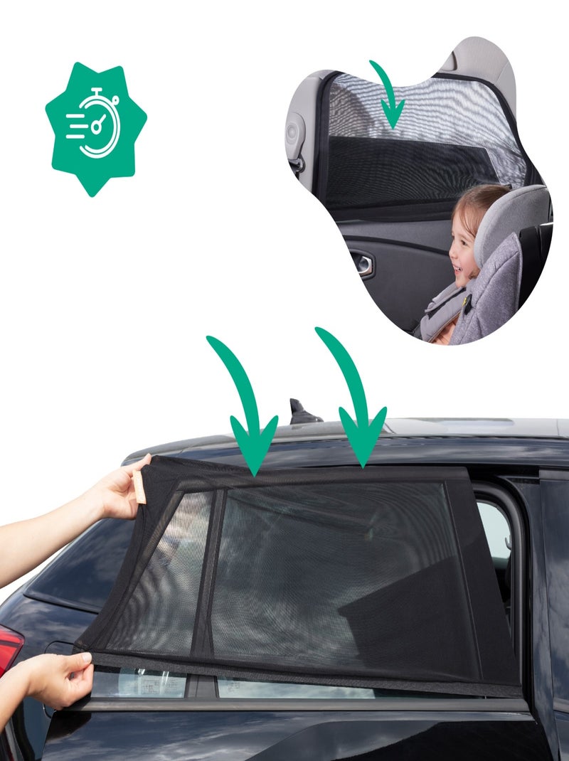 Lot de 2 Chaussettes Pare-Soleil Voiture 'Badabulle' Noir - Kiabi