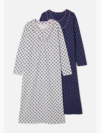 Lot de 2 chemises de nuit jersey pur coton peigné - Damart