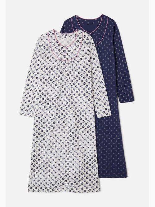 Lot de 2 chemises de nuit jersey pur coton peigné - Damart - Kiabi